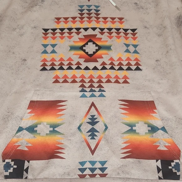 NWOT Men's Southwestern Aztec Native Tribal Geometric Distressed Hoodie Size XXL - Picture 11 of 14